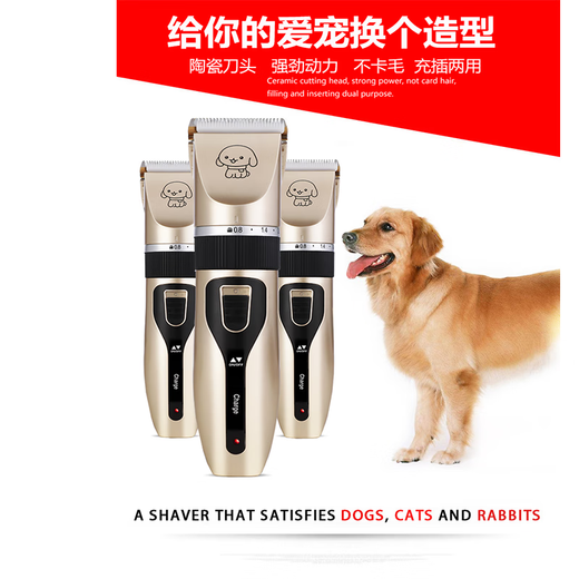 Pet shaver, electric clipper for dogs, special for shaving dog hair, shaving feet, electric hair clipper, shearing tool, gold 4-piece set