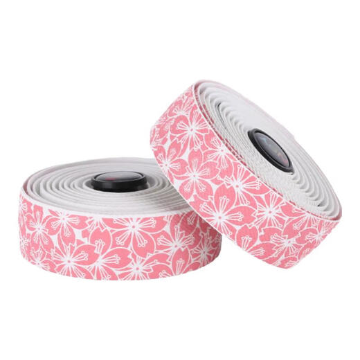 Sakura Road Bike Handlebars with Hand Glue Waterproof Sunscreen Wrap Strap Curved Handlebars Shock Absorbing Anti-Slip Comfortable Breathable White Powder-Sakura (Free Blocking + Sealing Glue)