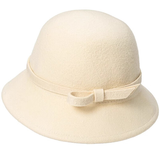 Catman Hat Women's Autumn and Winter Warmth 100% Real Wool Fisherman Hat Women's Rich Hat French Wool Top Hat Rich Ivory White Main Picture One Size 55-60cm Adjustable