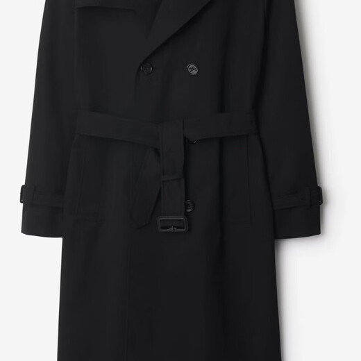 BURBERRY solid color equestrian knight pattern double-breasted mid-length long-sleeved windbreaker men's black black one size 46