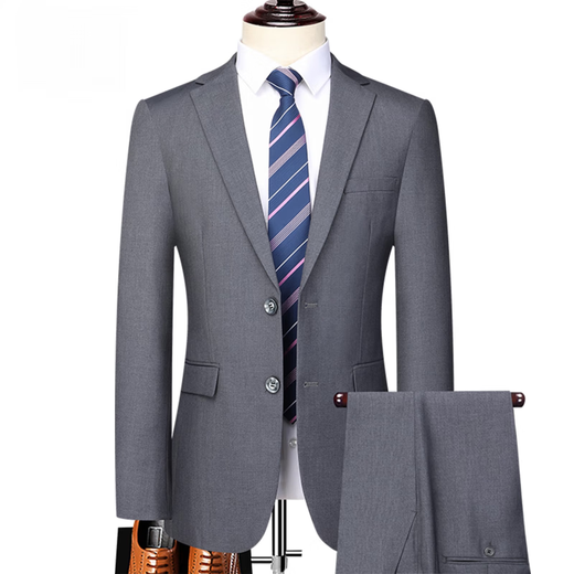 Lilan Men's Suit Suit 2025 New Business Casual Suit Jacket Men's Two-piece Formal Suit Navy Suit+Trousers M 170/88A 100-120Jin Jin equals 0.5 kg