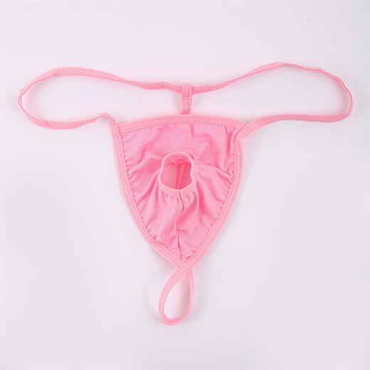 X popular men's low-waist mesh underwear sexy revealing hole thong opening stage T pants single thong men black + white + pink (ws) men's one size