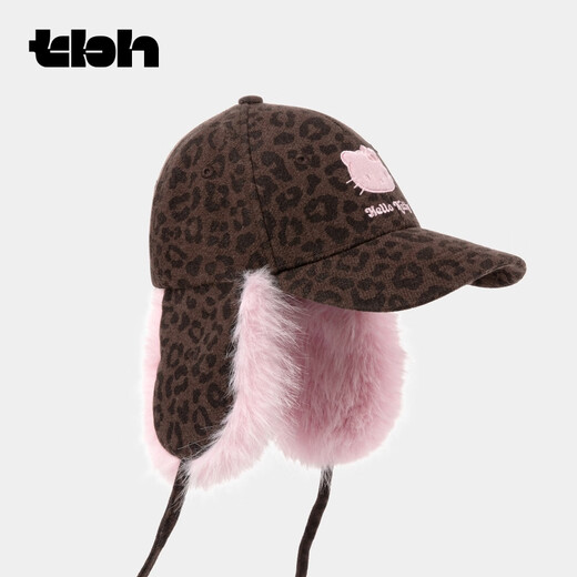 Brutalist Home (tbh) Hello Kitty Plush Baseball Cap Sun Protection Hat Casual Outdoor Men's and Women's Sun Hat Hello Kitty Plush Baseball Cap - Coco Leopard Print