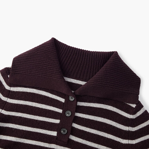 EICHITOO Striped Lapel Pullover Sweater 2025 Winter New Women's Classic Fashion Sweater ENZAJ4Q046A Red Brown Stripes 51 S