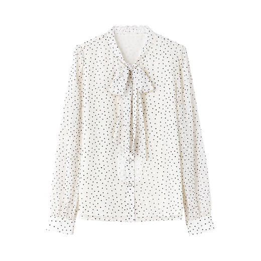 Qiushui Yiren simple polka dot lace shirt 2025 spring new style women's casual commuting wind-collared top
