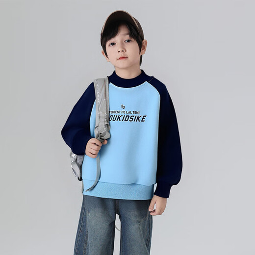 YOUYOUTONGHUA Herbst- und Winterpullover für Jungen und Samt, 2025, Kinder-Winterkleidung, modische Oberteile im westlichen Stil für mittlere und große Kinder, verdicktes Innenblau + Marineblau 100 52