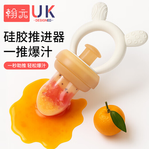 Hanyuan Chewle Baby Fruit and Non-staple Food Container Fruit and Vegetable Puree Bite Bag Pacifier Baby Chew Toy Le Molar Stick Solid Chewle S Style (4 Months+) Comes with 1 Pack of Anti-Drop Chains