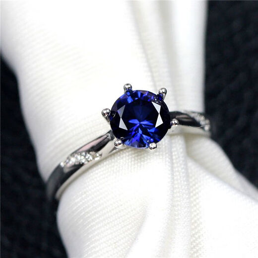 Ruoximeng 925 sterling silver tanzanite ring for women, one carat sapphire, Japanese and Korean personalized fashionable birthday gift that does not fade, sterling silver live mouth (1 carat/6.5mm) M5