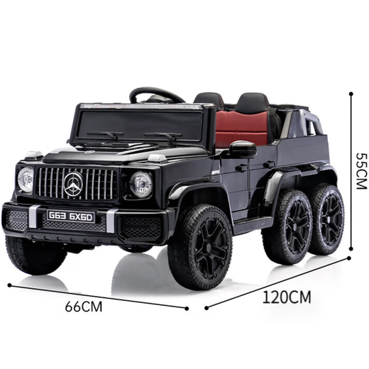 La voiture électrique pour enfants Little Jelly imite la voiture Mercedes-Benz Big G et peut être utilisée comme voiture parent-enfant. Une grande voiture jouet télécommandée peut être conduite. Noir + six roues motrices + siège en cuir + roues dures + batterie Chaowei 12V10A + gros paquet cadeau