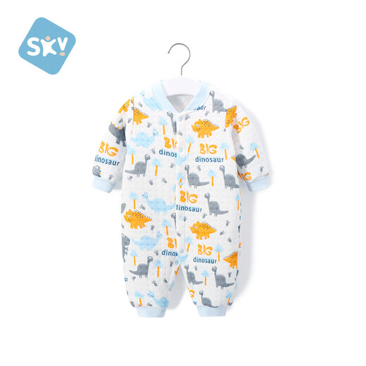 Shubeiyi baby clothes spring and autumn male and female baby jumpsuits 6-12 months infants and young children outdoor crawling clothes autumn clothes blue dinosaur air layer 73cm