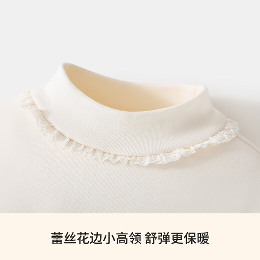 Classic Teddy Classic Teddy girls' fleece bottoming shirt children's long-sleeved children's clothing winter thickened warm top off-white 100