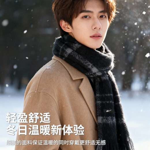 Pull-back scarf for men, trendy personality, plaid, versatile autumn and winter student temperament, Korean version, high-end college style scarf, shawl for women