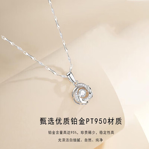 MZMZ platinum necklace for women pt950 platinum clavicle chain with diamonds new pendant Valentine's Day birthday gift for girlfriend (local warehouse next day delivery - light luxury beating heart necklace)