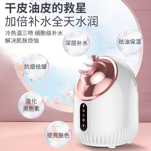 飒望【德国】蒸脸仪蒸脸补水冷热双喷蒸脸补水家用美容院用纳米脸部蒸汽机蒸脸器热敷打开毛孔补水熏蒸 珍珠白【医美顶配款】滋养皮肤+负离子制氧养肤