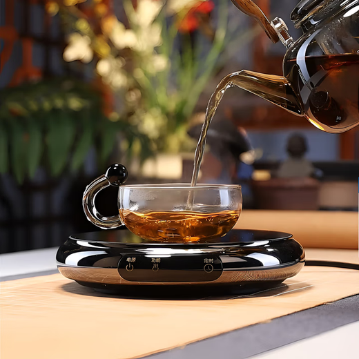 Full-degree heat-resistant glass cooking one-piece handlebar kettle, large-capacity tea-making kettle, high-end electric ceramic stove, teapot and stove for tea-making, wooden shadow teapot + drum rhyme electric ceramic stove black