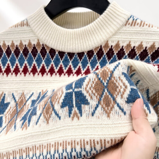 Thickened 100% woolen sweater for men in autumn and winter new fashion versatile wool knitted half-turtleneck sweater for men red M 170/88A(105)