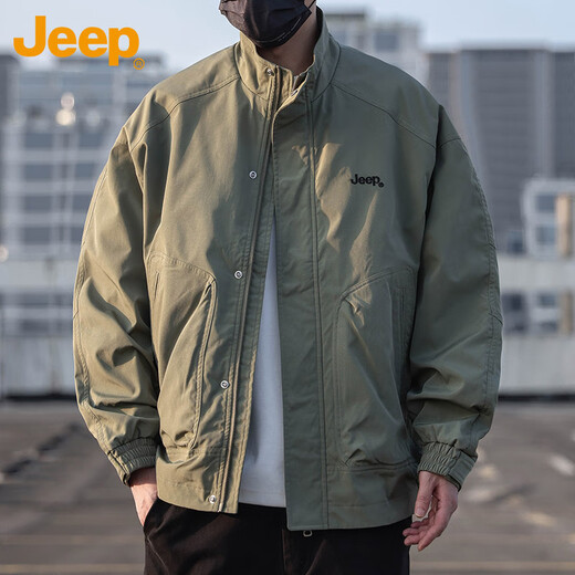 Jeep (JEEP) jacket men's jacket autumn and winter stand collar executive casual loose American clothes men's green XL