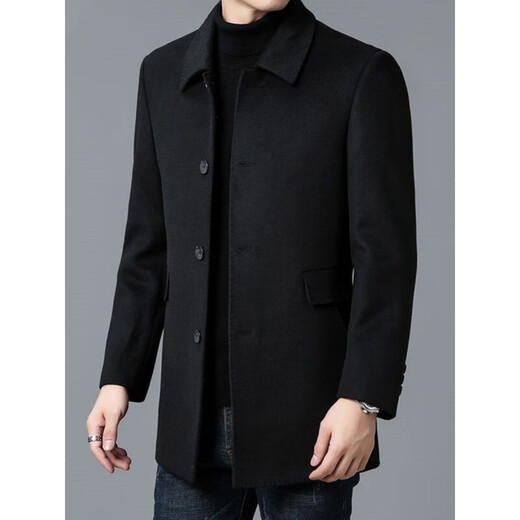 Su Lai Hangzhou Italian French men's windbreaker dad mid-length thickened double-sided woolen top winter lapel woolen jacket gray M recommended 90-110Jin Jin equals 0.5 kg