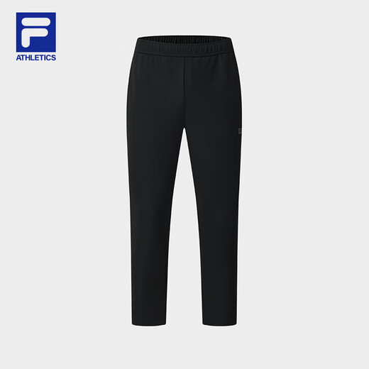FILA official men's knitted trousers 2025 winter new fitness sports basic plus fleece straight pants dark black-BK 3XL 190/96A/XXXL
