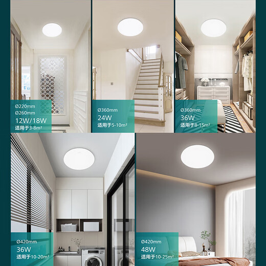 Philips (PHILIPS) LED full spectrum balcony ceiling lamp ultra-thin three-proof bedroom living room outdoor lighting fixtures full spectrum 36w medium light diameter 36cm