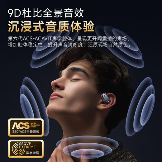 Instant Zero Berlin Sound Top Bluetooth Headset Ear-hook Bone Conduction Concept True Wireless In-Ear Open Comfort Sports Running Ear Clip Type 2025 New Noise Reduction AI Black丨Directional Sound Transmission丨No Pain to Wear for a Long Time Universal for Apple, Huawei, Vivo, Xiaomi and Oppo Mobile Phones