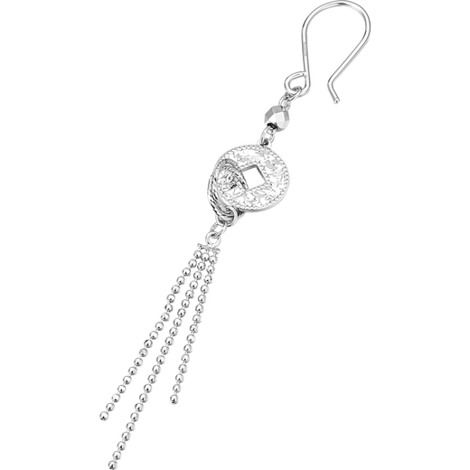 Duozun pt950 genuine platinum earrings for women, long coin tassel ear hooks, platinum earrings, new earrings for gifts, coin tassel ear hooks, 3.79 g, one pair