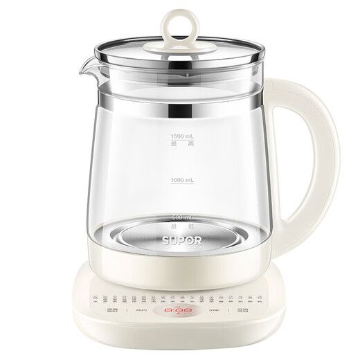 SUPOR Health Kettle 1.5L Large Capacity Stainless Steel Tea Kettle Thickened Glass Insulation Tea Kettle Office Constant Temperature Kettle Flower Tea Kettle Electric Kettle 1.5L/18 Large Function/304 Stainless Steel