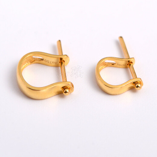 Yuyao 18k gold buckle U-shaped buckle set with diamonds au750 gold platinum jade Buddha color gold jade buckle accessories pendant buckle empty bracket U-shaped buckle-smooth straight hole-small size-18k gold