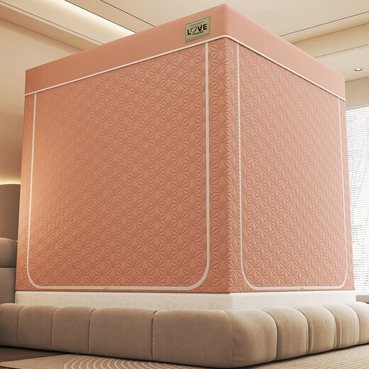 Langsha (langsha) baby anti-fall mosquito net 1.8x2 meters home bed tent warm and cold-proof quilted all-inclusive anti-fall folding bed curtain five sides-jade quilted light-proof style warm/windproof/anti-mosquito/shading 180 width x 200 length x 170 height