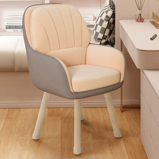 Xiaomi famous craftsman cream style makeup stool girls bedroom dressing table stool backrest home small apartment high-end manicure makeup chair velvet-front khaki gray back (spring package latex pad) European imported beech solid wood fixed chair legs