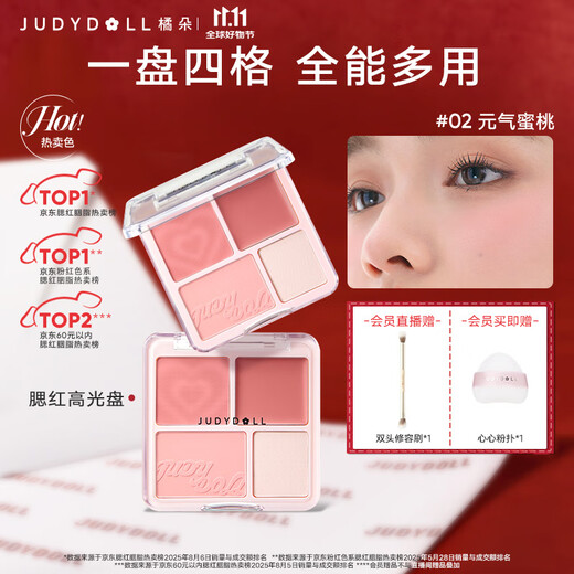 Judydoll Blush Highlight Palette Rouge Blush Cream Blush Palette Highlight Contouring Birthday Gift for Girls 02 Don’t Choose Skin Color