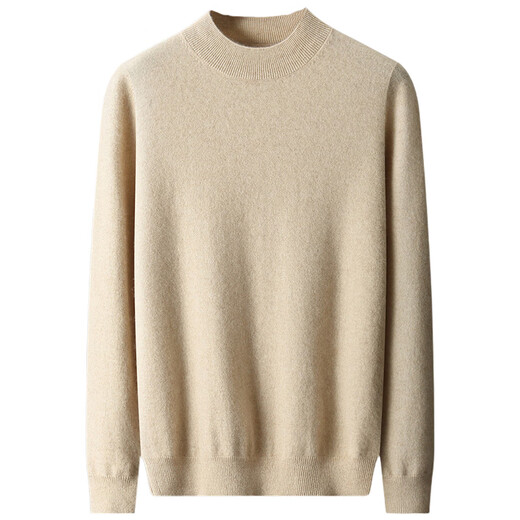 Hengyuanxiang men's plush sweater half turtleneck cardigan autumn and winter pure fluff sweater men's knitted sweater pullover solid color thick base shirt white comfortable and warm 3XL 185 suitable for 170-185 Jin [Jin equals 0.5 kg]