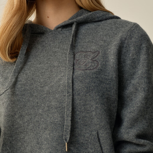 ELAND Yilian sweater women's fashion hooded thickened warm pullover sweater 2025 winter new style dark gray (17) D/Grey S /160