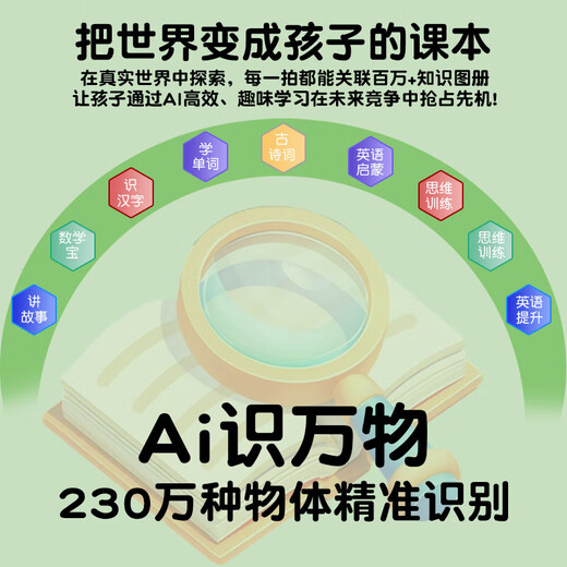 AI learning camera AI recognizes everything and accurately identifies 2.3 million objects, allowing children to take the lead in future competition through efficient and fun learning through AI. Light green