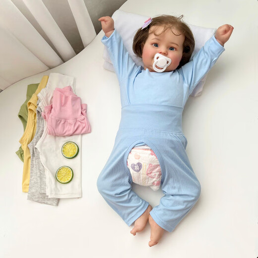 小红书爆款婴儿无骨莫代尔长袖长裤睡衣薄款护肚套装夏季男女230 白色莫代开档长袖套装 cm3 80