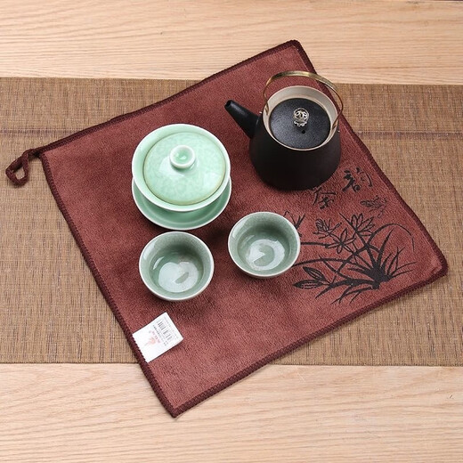Kung Fu Tea Towel, Baijie Tea Cloth, Water-Absorbent, Thickened Tea Set Towel, Coffee Table, Tea Table Cloth, Zen Rag Mat, Tea Table Accessories, Five Times Thickened, Water-Absorbent 25*25cm (pack of 5)