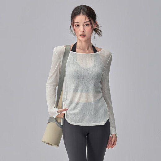 Youyou Yoga Wear Women's Autumn Loose Breathable Sports Cover Up Long Sleeve Pilates Training Fitness Wear Top Breathable Long Sleeve Heather Gray L L Weight 111-125 Jin Jin equals 0.5 kg