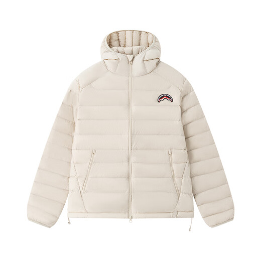 SPRAYGROUND shark mouth 90 white duck down light rib down jacket men and women winter warm hooded jacket Khaki XL