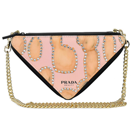 PRADA Diamond Girl Hand-painted Beads Chain Oxidized Cosmetic Bag Handbag Crossbody Bag Pink Diamond Sweetheart-Black Gift Box