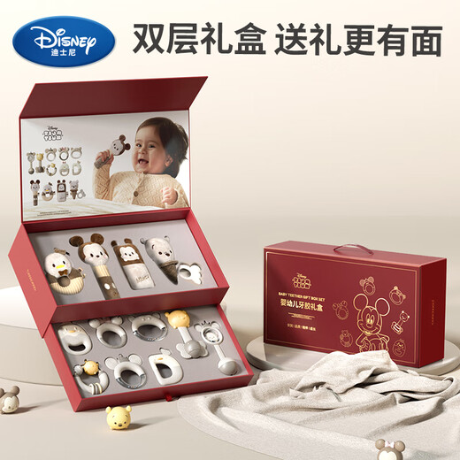 Disney Neugeborenes Treffen Geschenk Babyspielzeug 0-6 Monate High-End-Geschenkbox Geburtstag Vollmond Beißring praktische Rassel