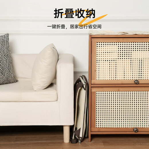 Wakytu pet backpack, universal for cats and dogs, breathable for all seasons, large portable small dog backpack and cat bag, beige brown, three-sided ventilation + interactive door curtain + folding storage, suitable for pets within 15 Jin Jin equal to 0.5 kg