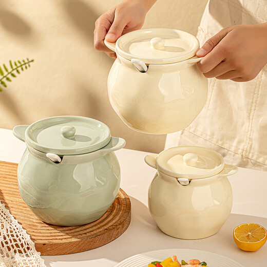 TREEJACK cream style double-ear ceramic lard jar kitchen household high temperature resistant red oil chili oil special seasoning jar with lid