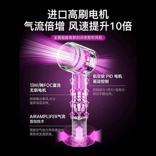 Dyson (DYSON) series of high-speed bladeless hair dryers, high-power, non-damaging, household silent negative ion hair care hair dryer, rose red, 5 billion moisturizing negative ions, constant temperature and quick drying