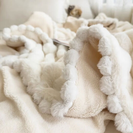 Yusenyi Light Luxury Bubble Rabbit Velvet Lunch Blanket Coral Warm Yang Velvet Sofa Cover Blanket Single Blanket Milk Velvet Air Conditioning Blanket 1-A+B Version Warm Yang Velvet Non-shedding and Non-static Children 100cmx150cm