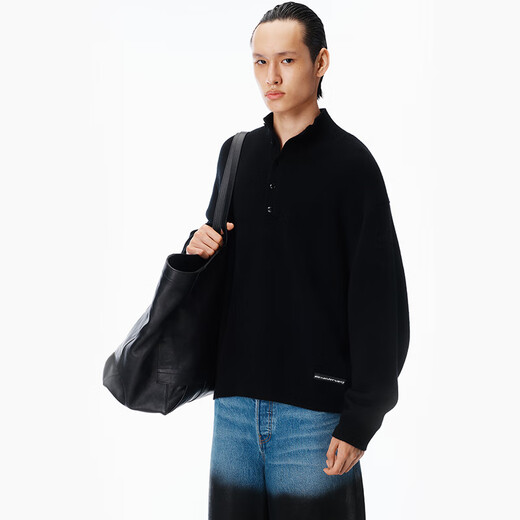 Alexander Wang new winter product alexanderwang Alexander Wang official men's henley long-sleeved top black black XS