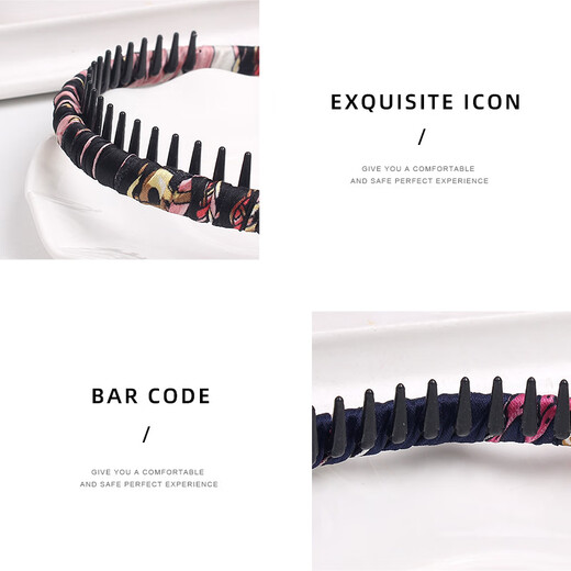 Korean style fabric headband Internet celebrity floral comb hairpin hairpin hand-wound cloth all-inclusive toothed hair headband 1# black