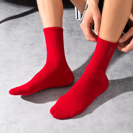 Bananain red socks for men and women, new year red wedding socks, summer socks, pure cotton stockings for men, 3+3+3+3, one size fits all