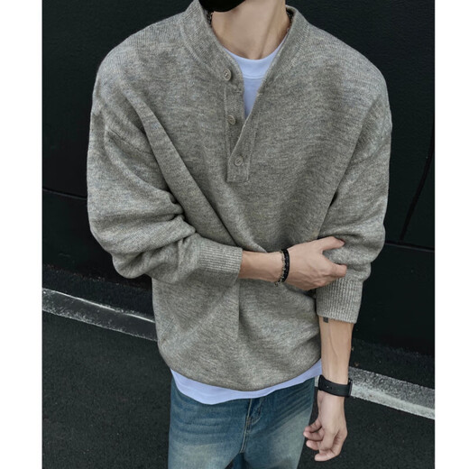 American cleanfit Henry collar sweater for men, autumn trendy inner wear, handsome long-sleeved men's bottoming sweater, black XL, recommended 120-140Jin Jin is equal to 0.5 kg
