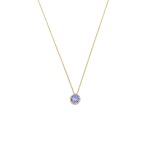 Tanzanite Japanese natural 18K gold necklace light luxury amethyst fashion simple pendant for women natural tanzanite necklace