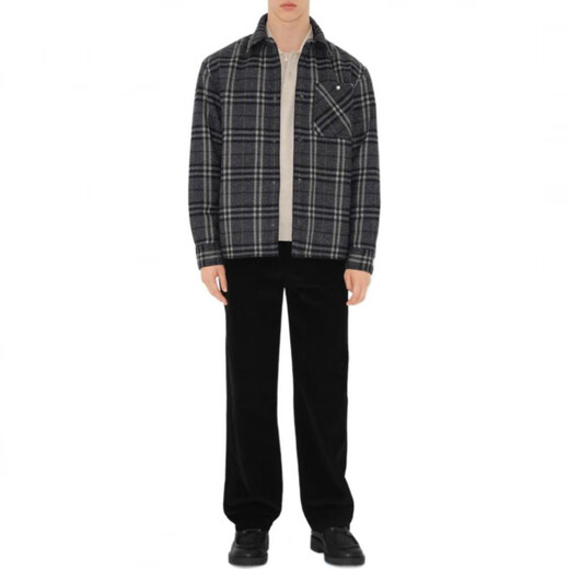 BURBERRY New Year's Gift Burberry Plaid Wool Lapel Cotton Jacket Men's Indigo Indigo S